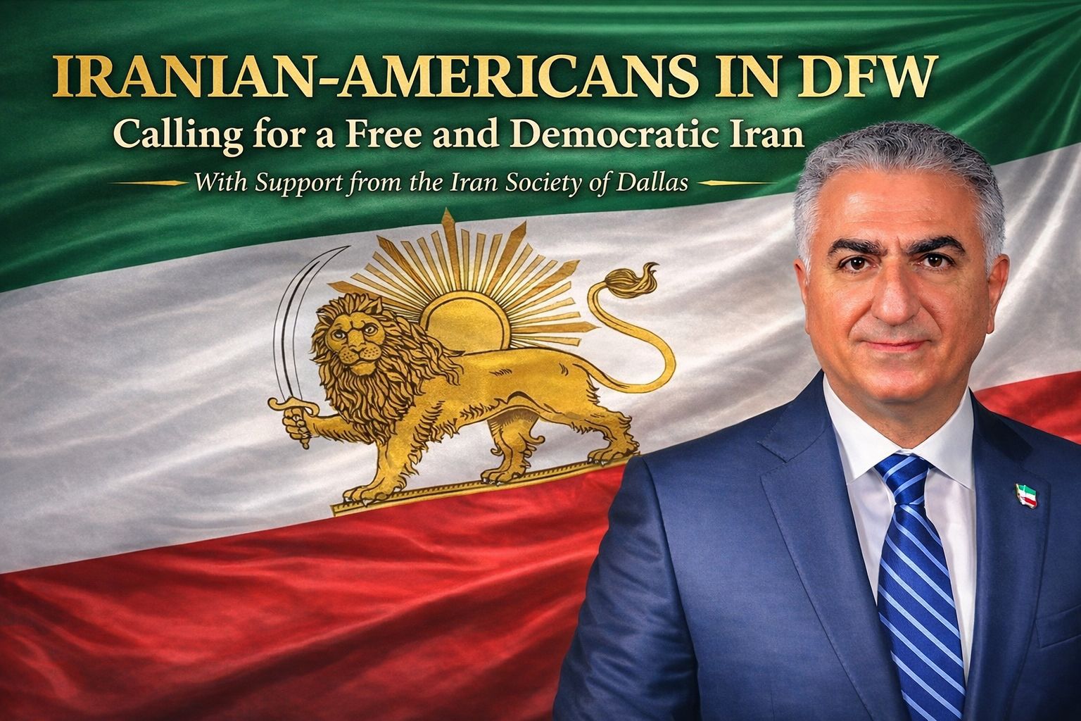Reza Pahlavi and Flag